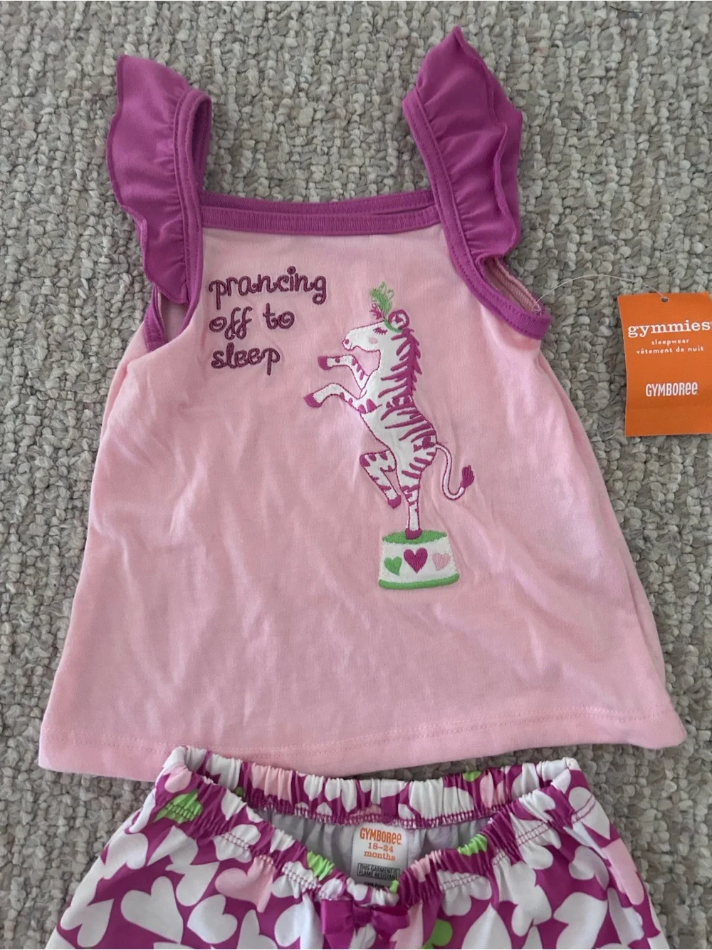 NWT Girls' Gymboree Pajama Set - Ruffled Tank & Heart-Print Pants size 18-24mths